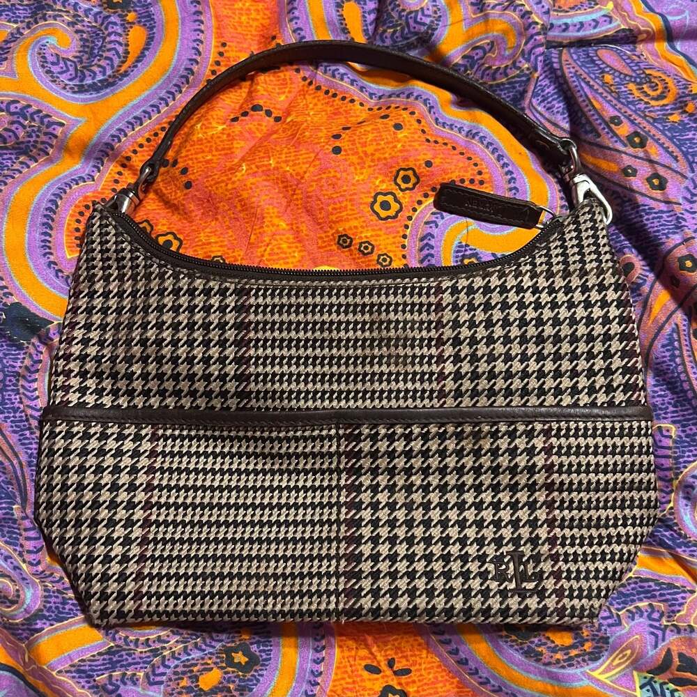 Lauren Ralph Lauren Houndstooth  Purse Old Money Aesthetic Classy Small Handbag